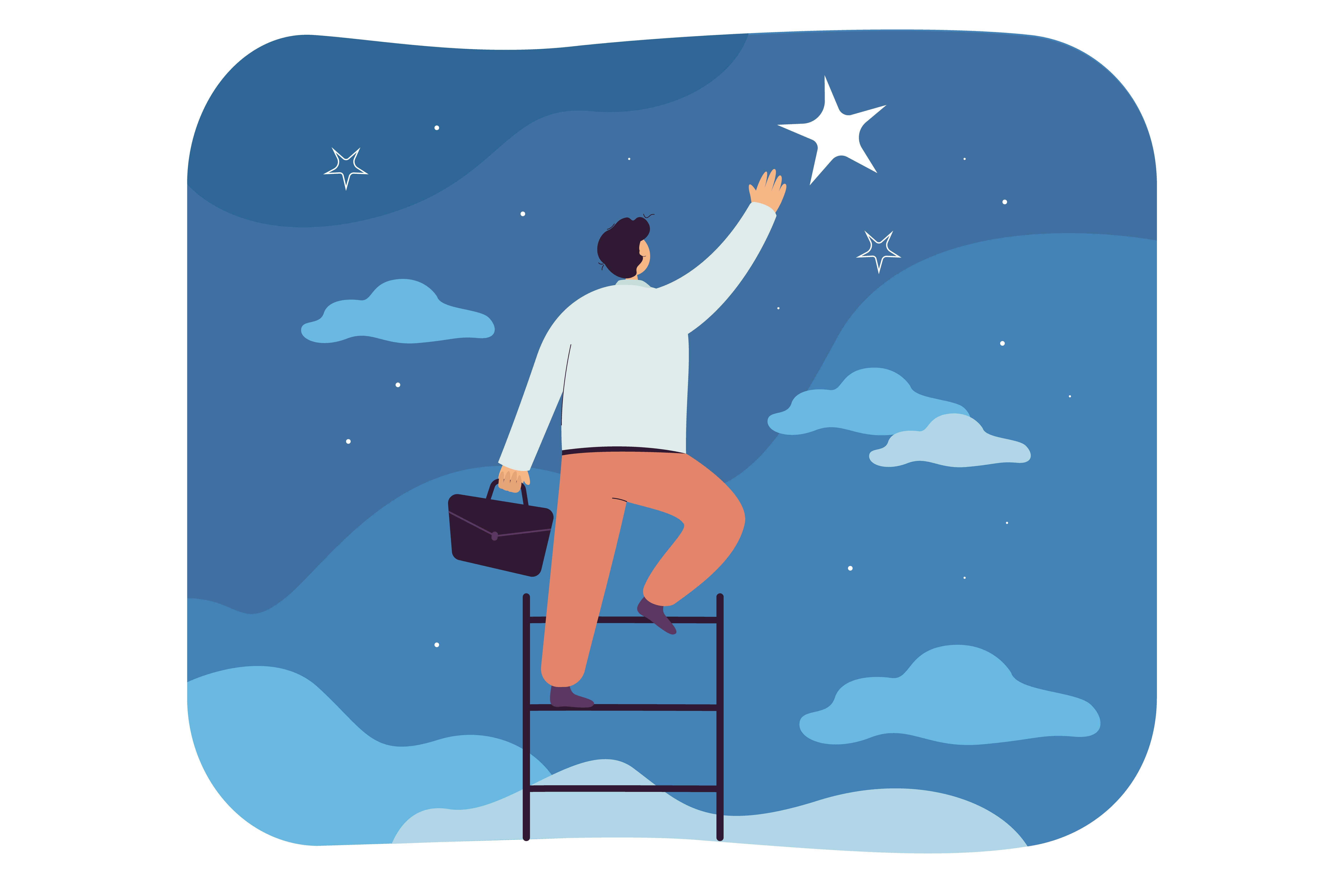 Businessman catching star