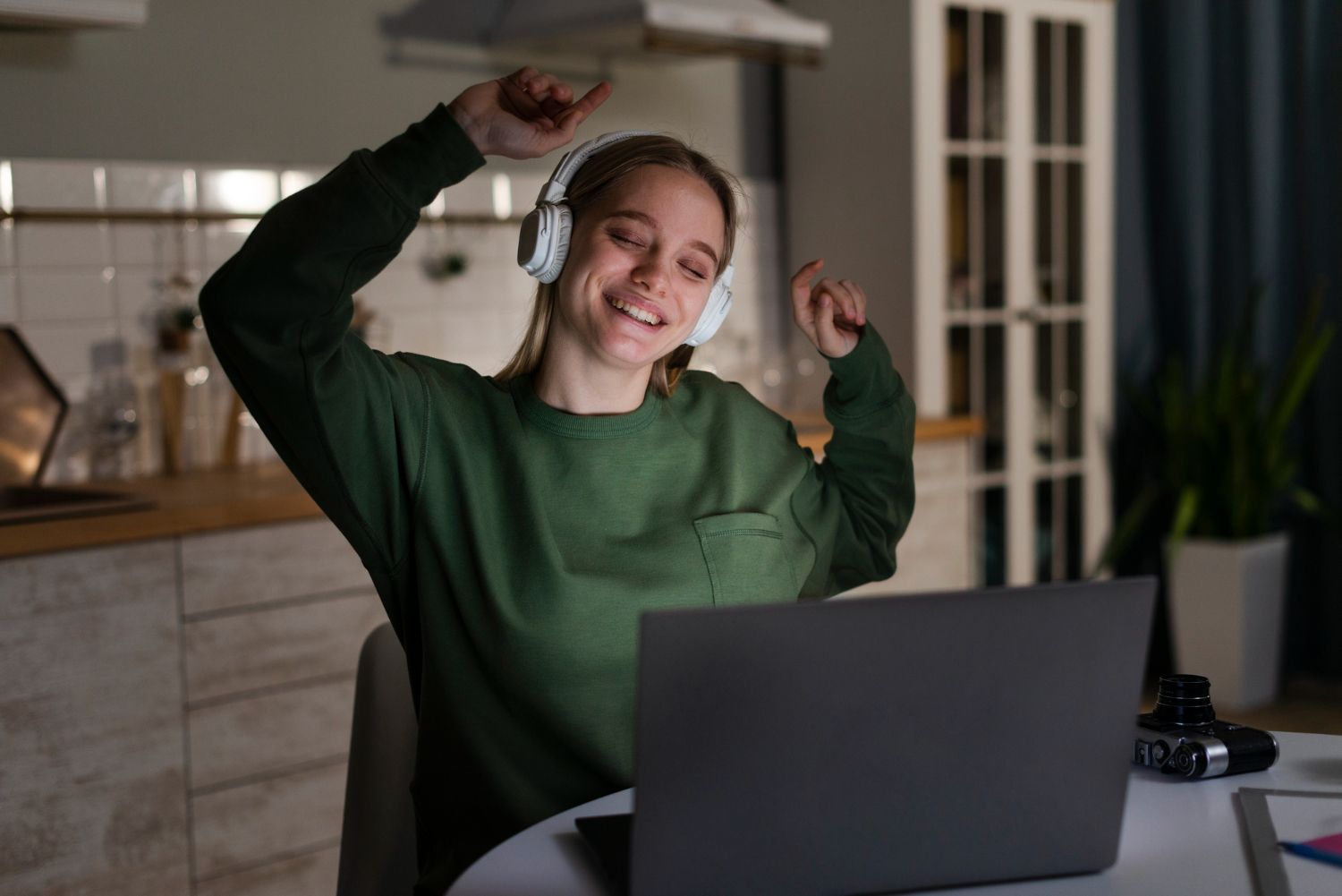 happy woman dancing