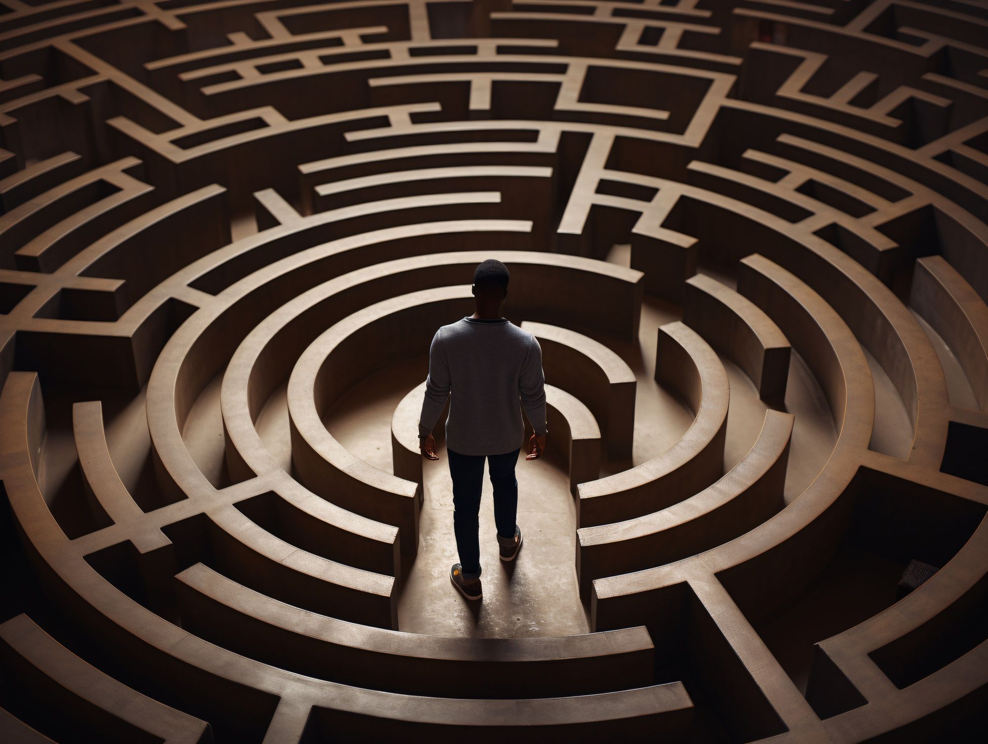 a man lost in a maze