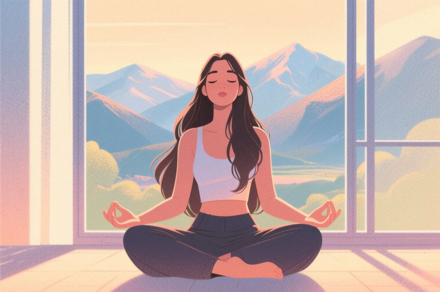 Serene mountain meditation