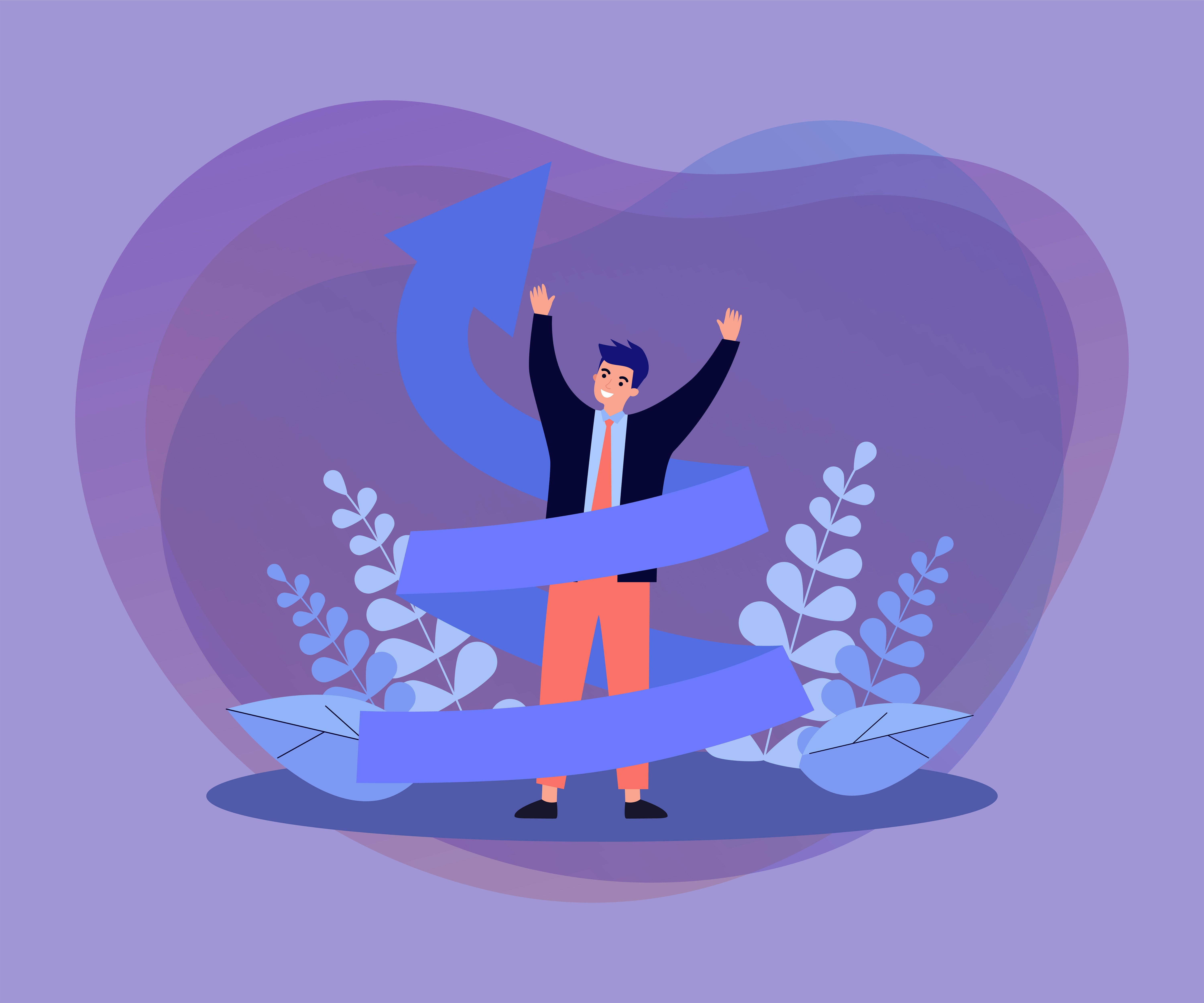 Happy man increasing career