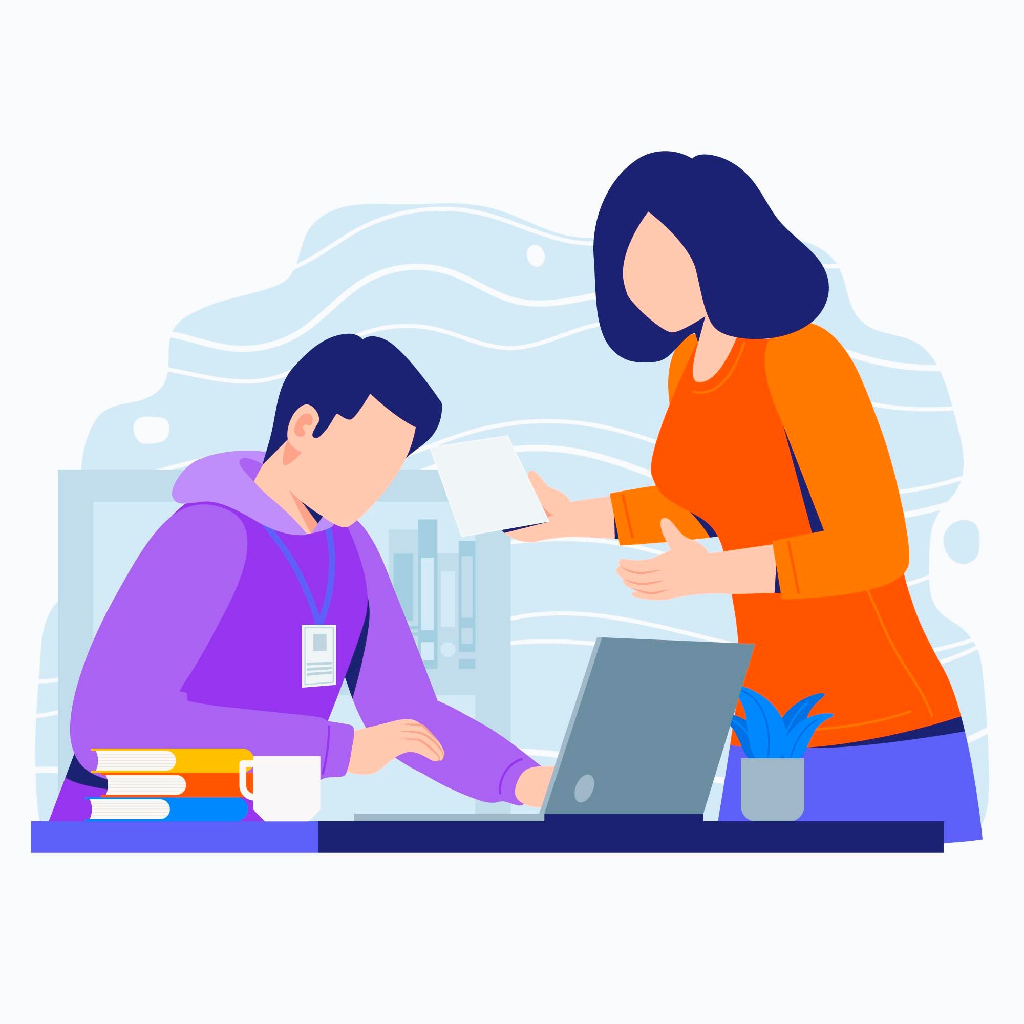 intern and manager