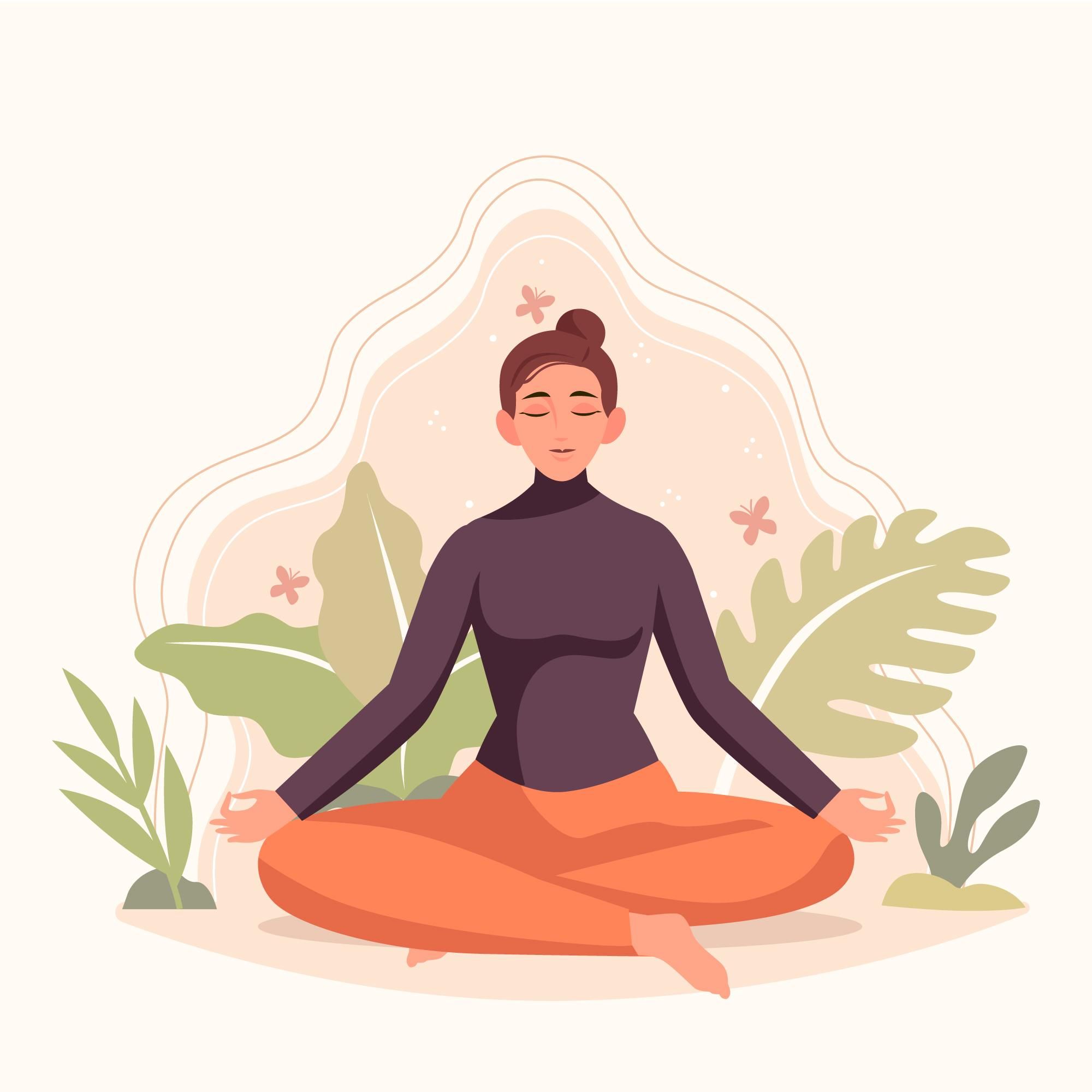 a lady practising physical wellness - in a meditative pose