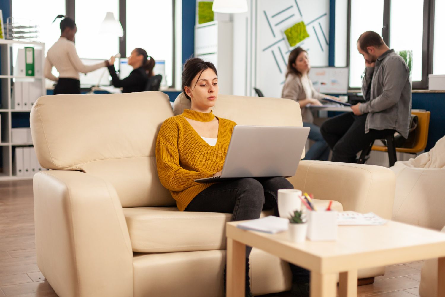 woman working on laptop