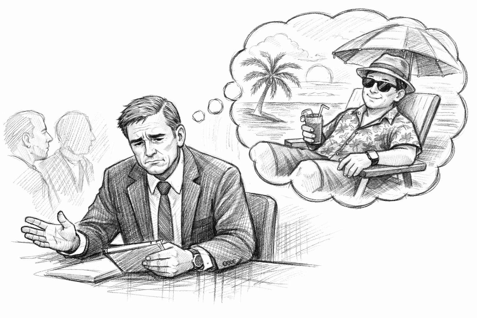 daydreaming of vacation at work