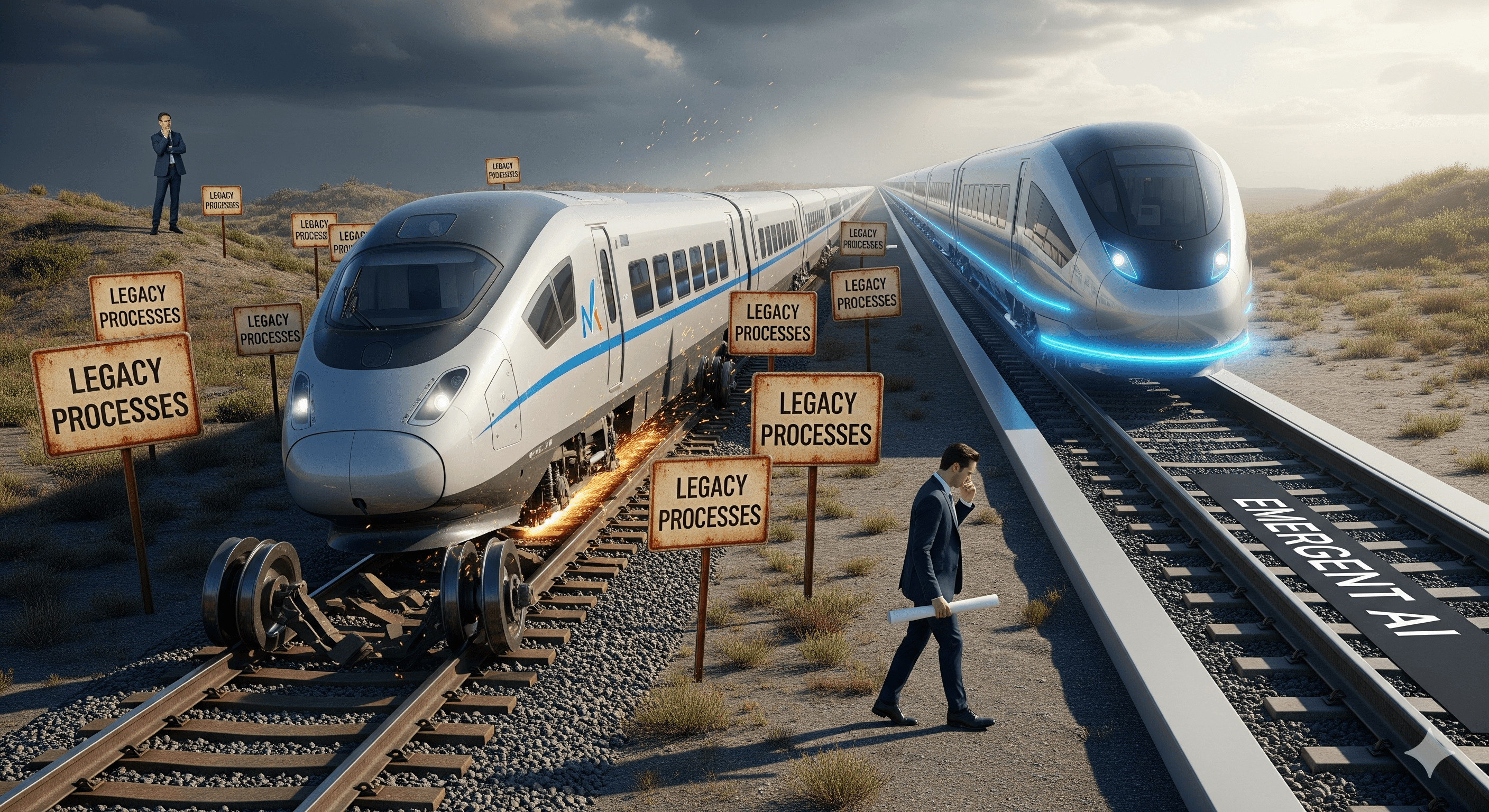 broken train tracks illustration