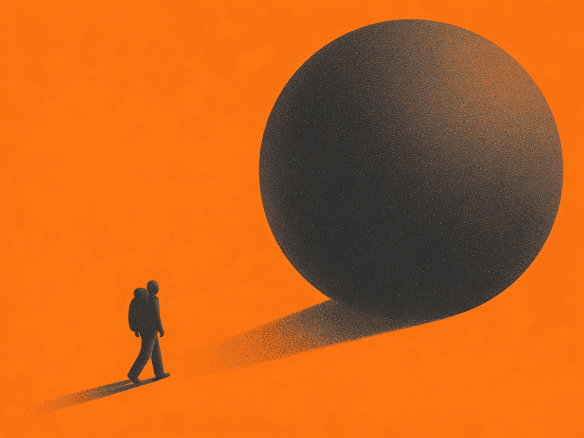 silhouette of a person and a circle