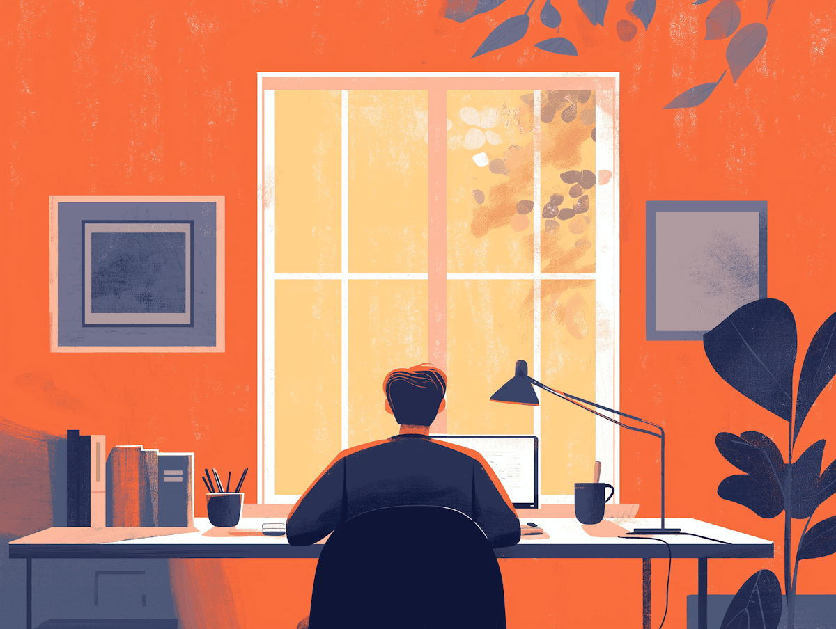man working in his home office