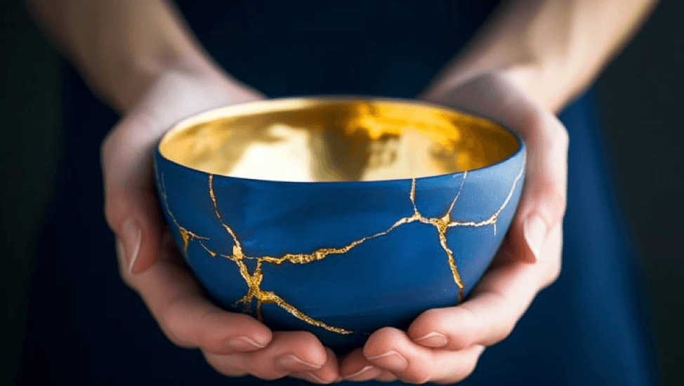 marble cup with golden lining