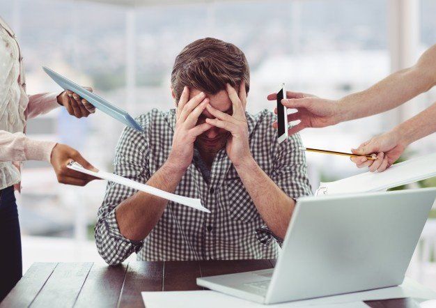 man stressed from crisis