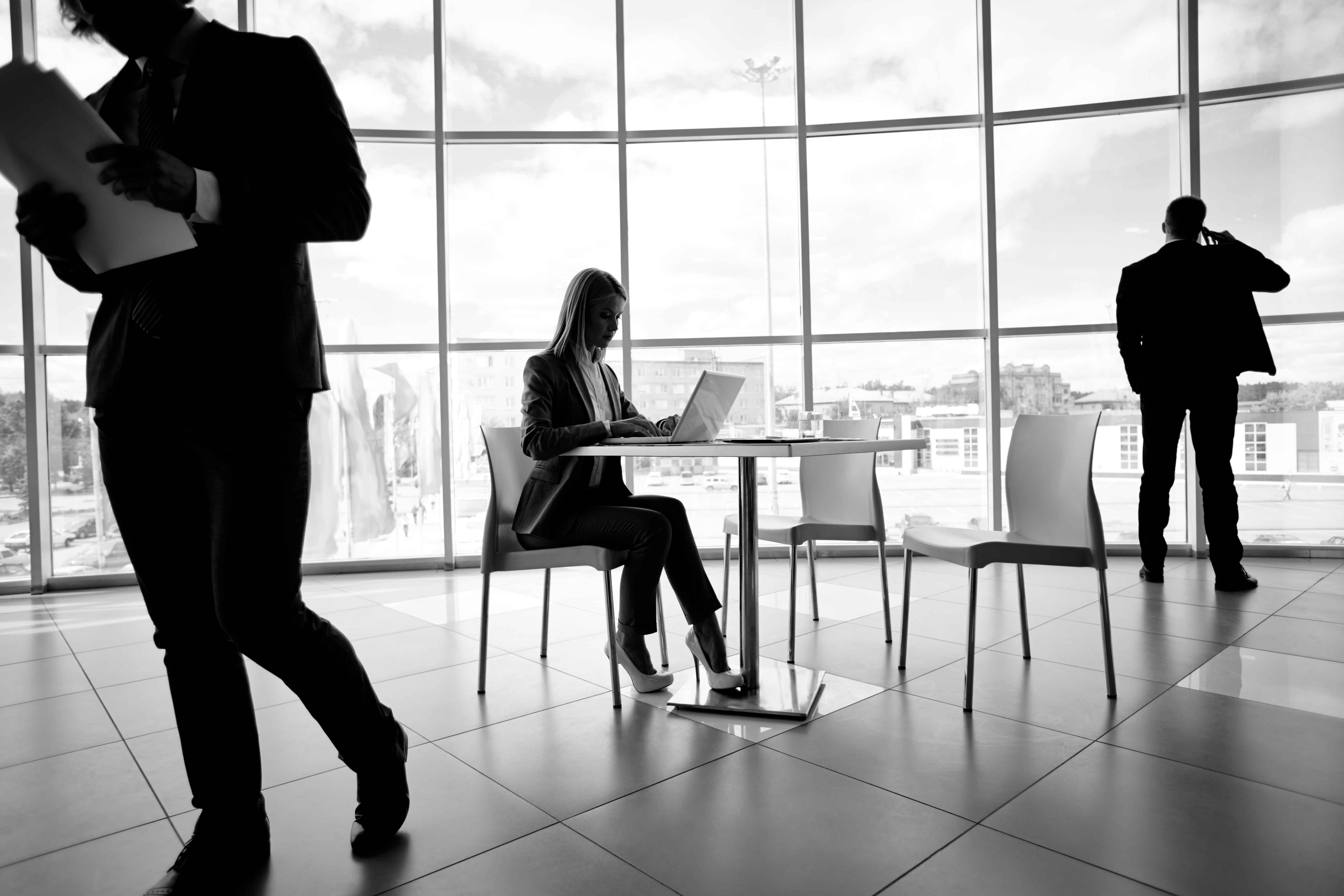 silhouette of employees