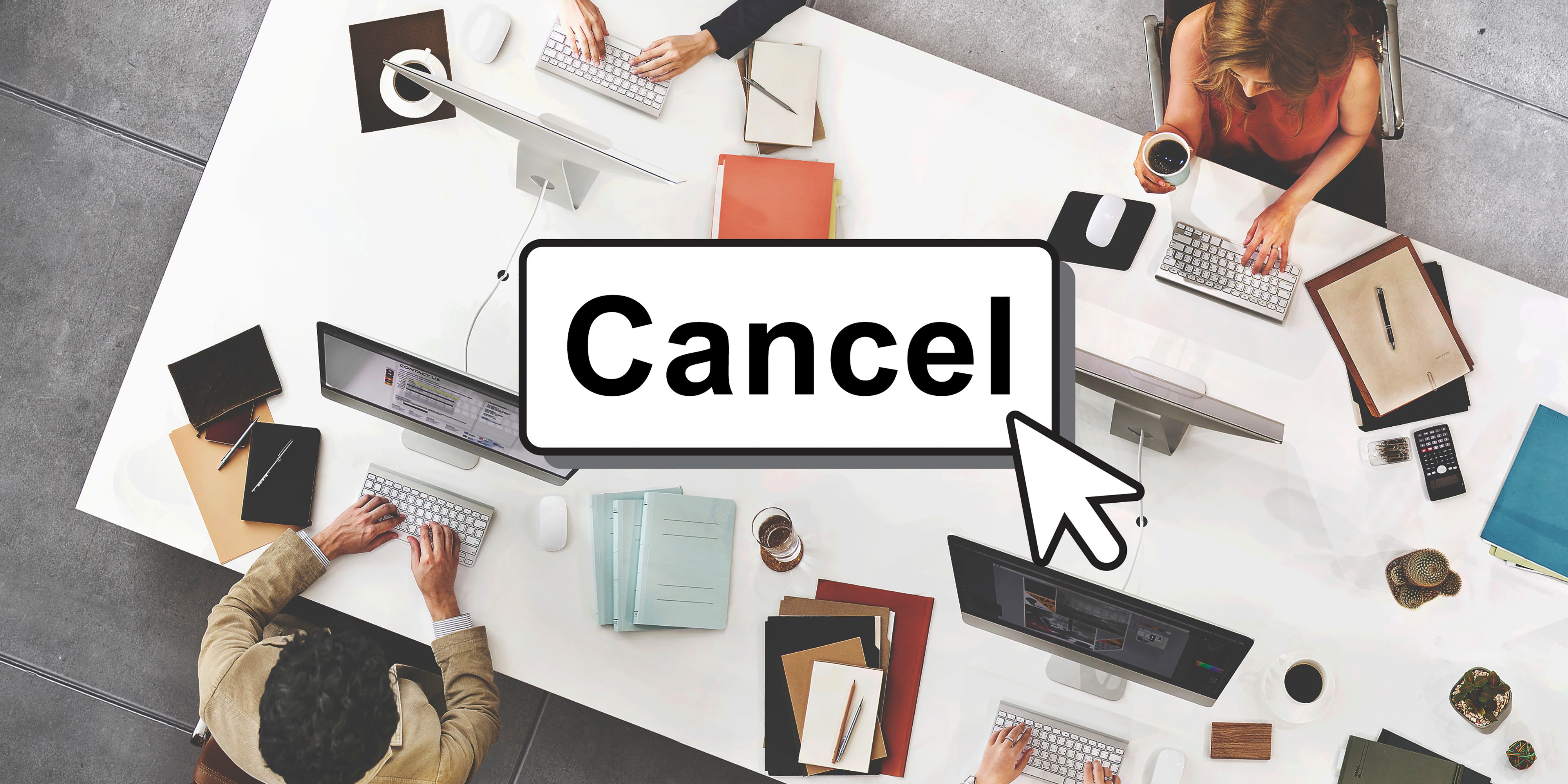 Click cancel button interface concept