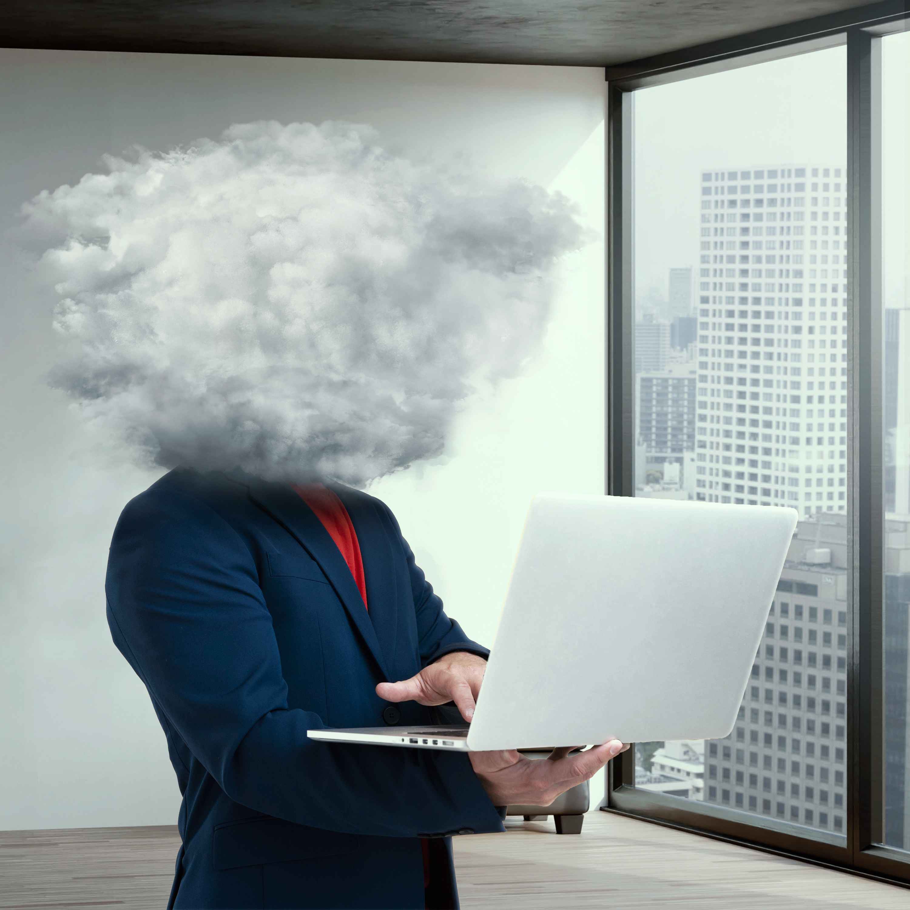 cloud shaped head man