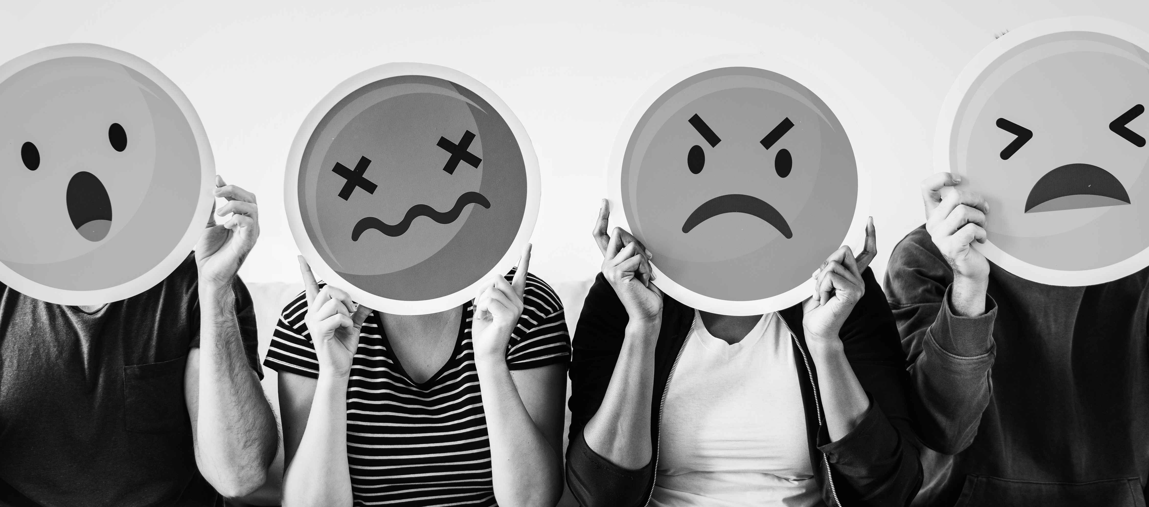 black and white emoji people