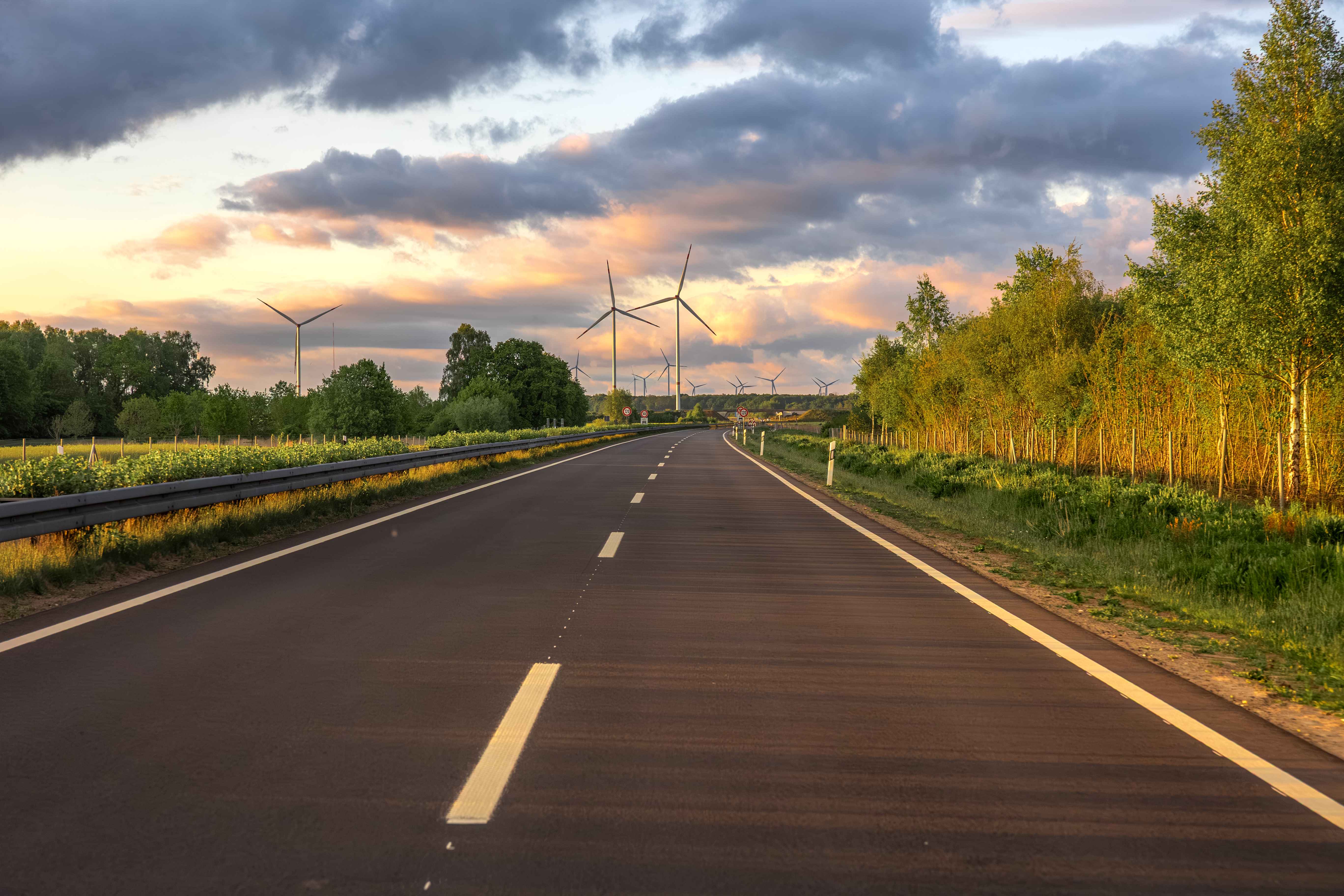 empty highways during sunset