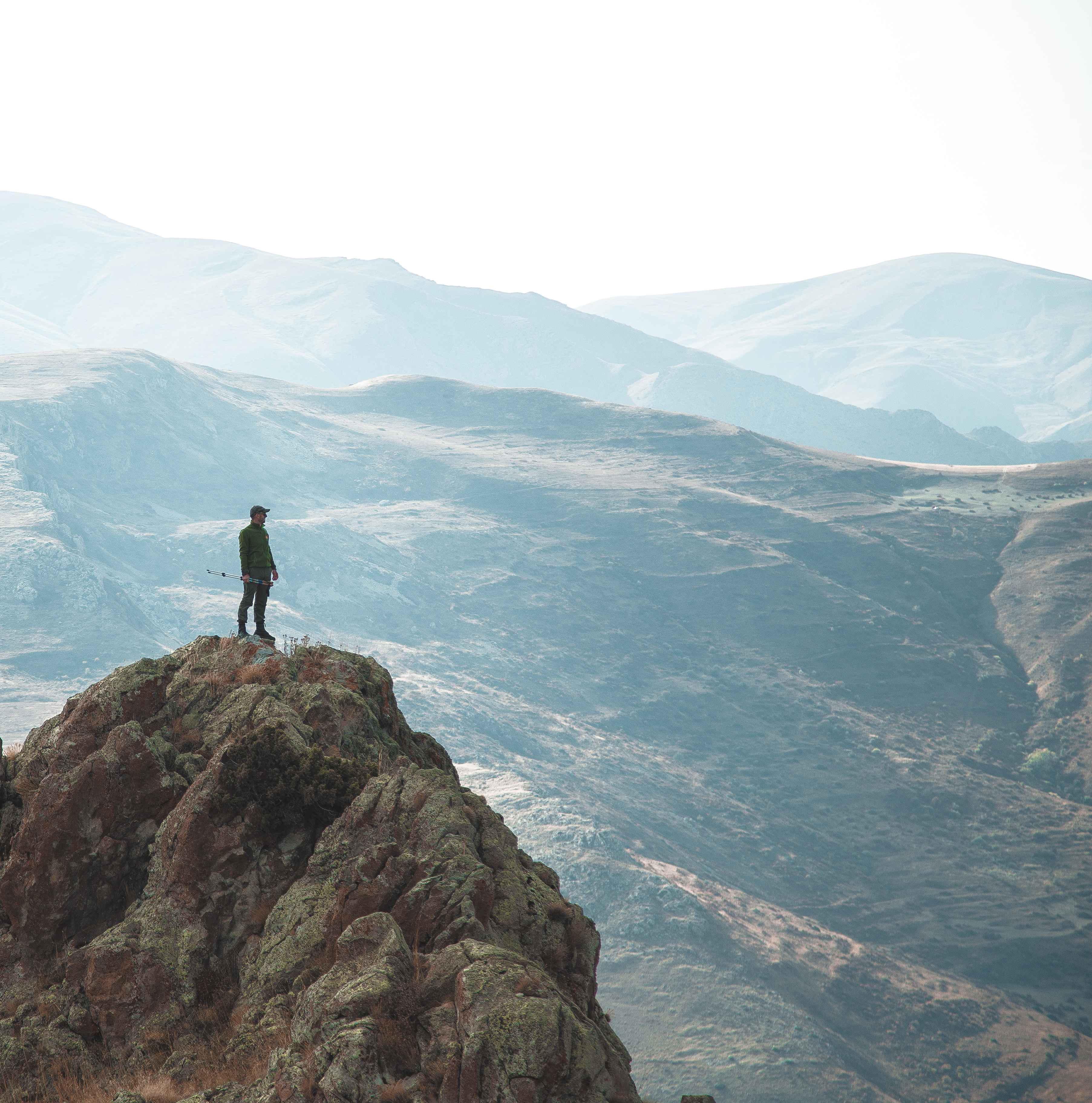 hiker alone on a mountain