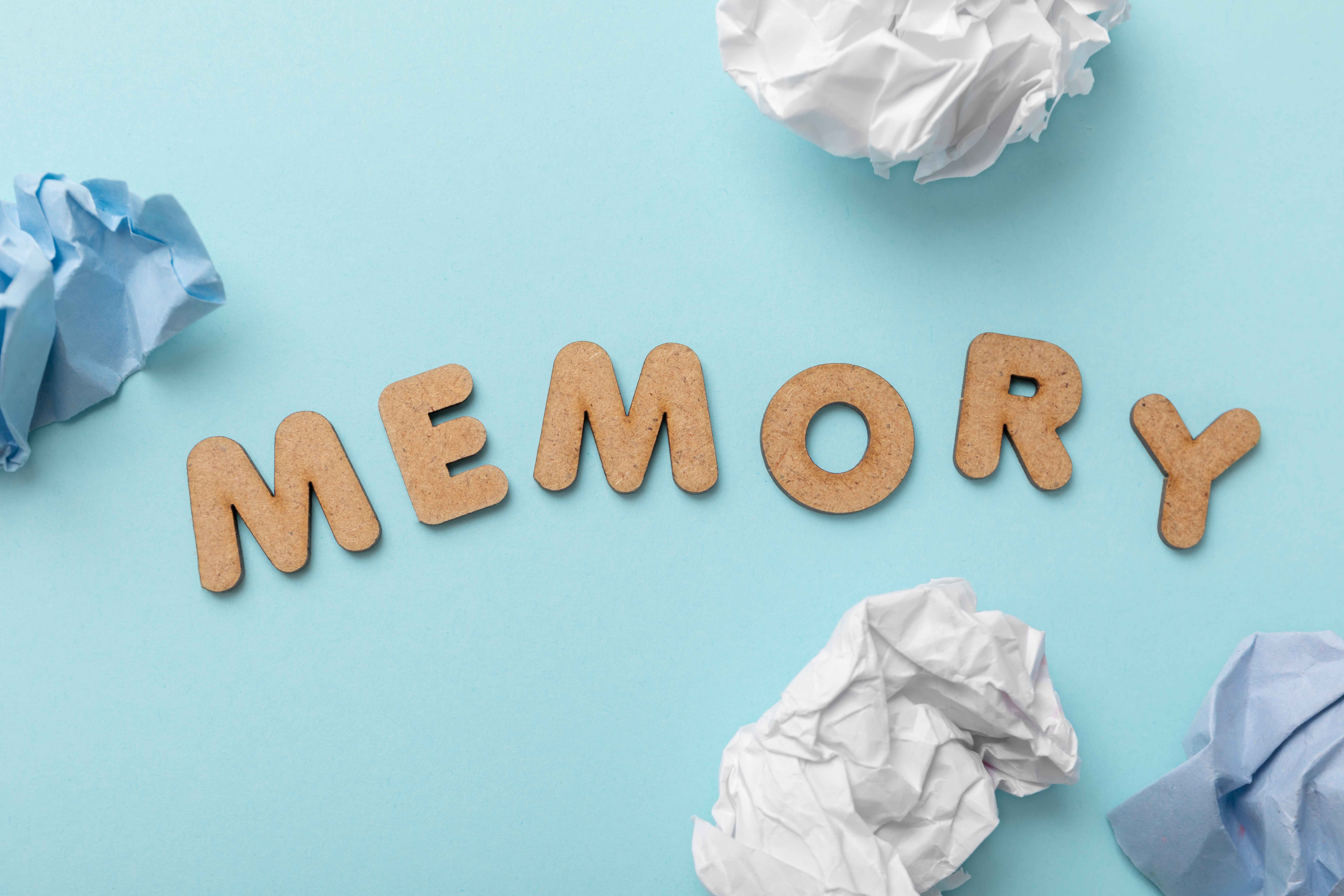 memory words with crumpled paper