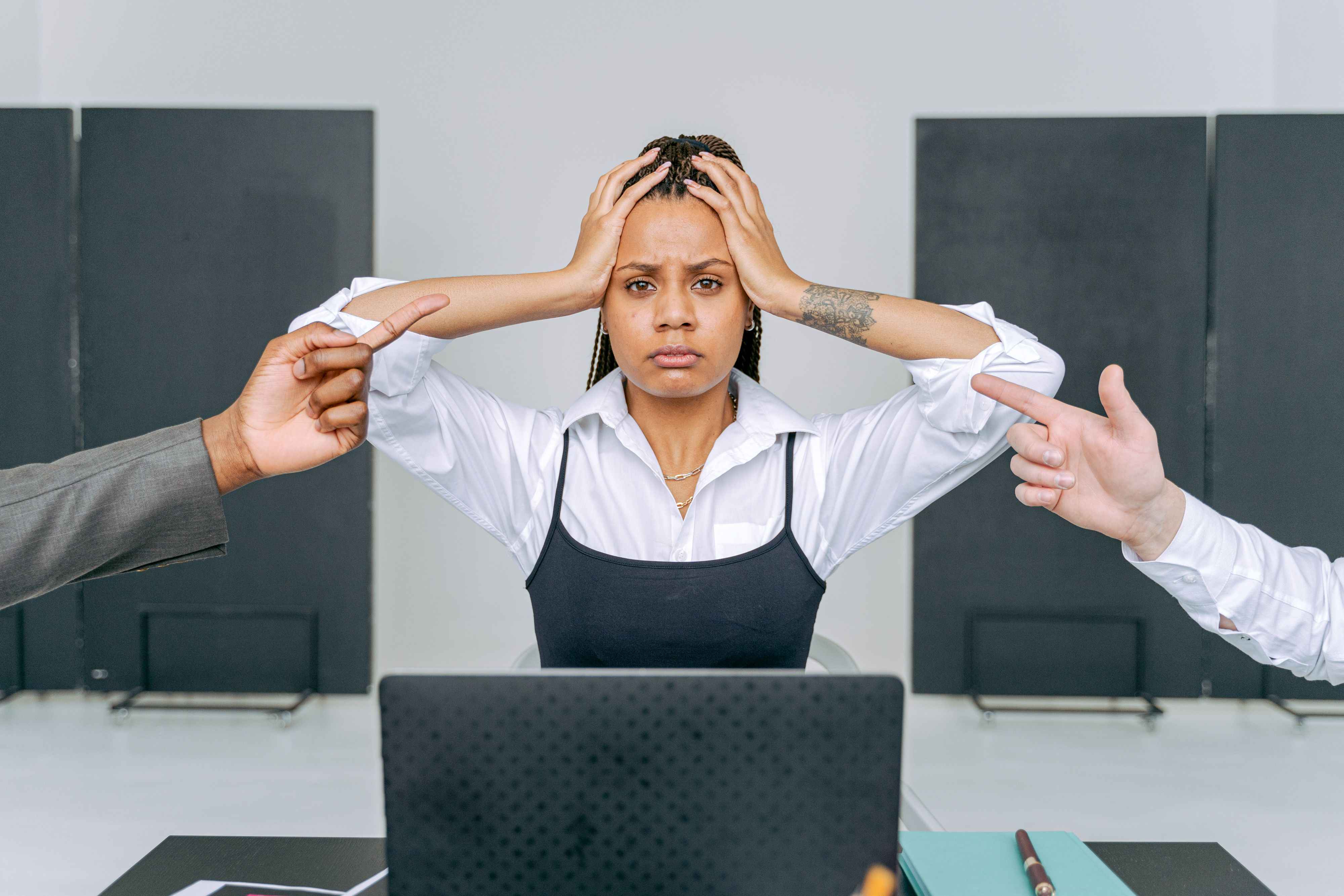 pointing fingers at work
