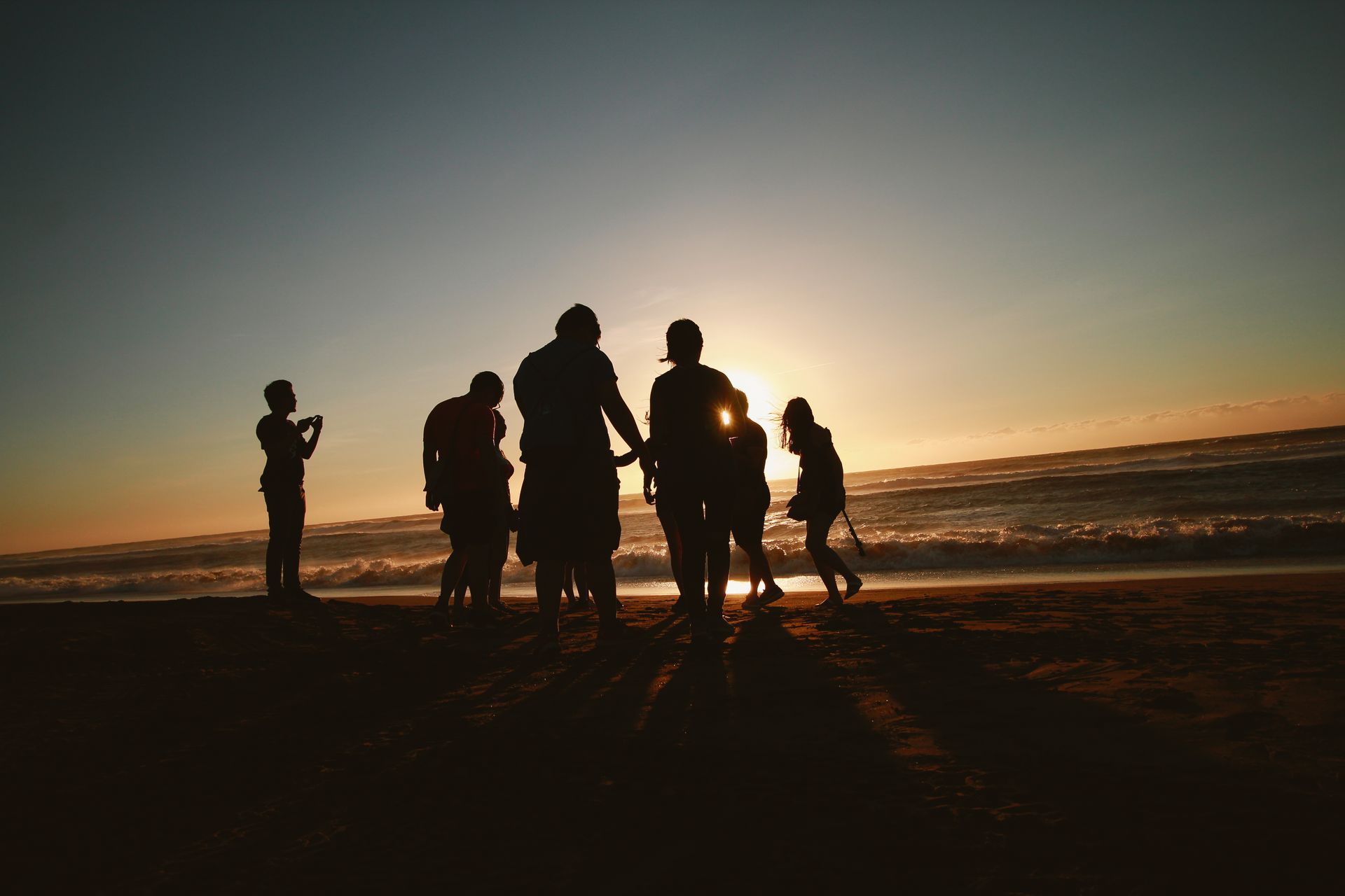 Silhouetted group of friends