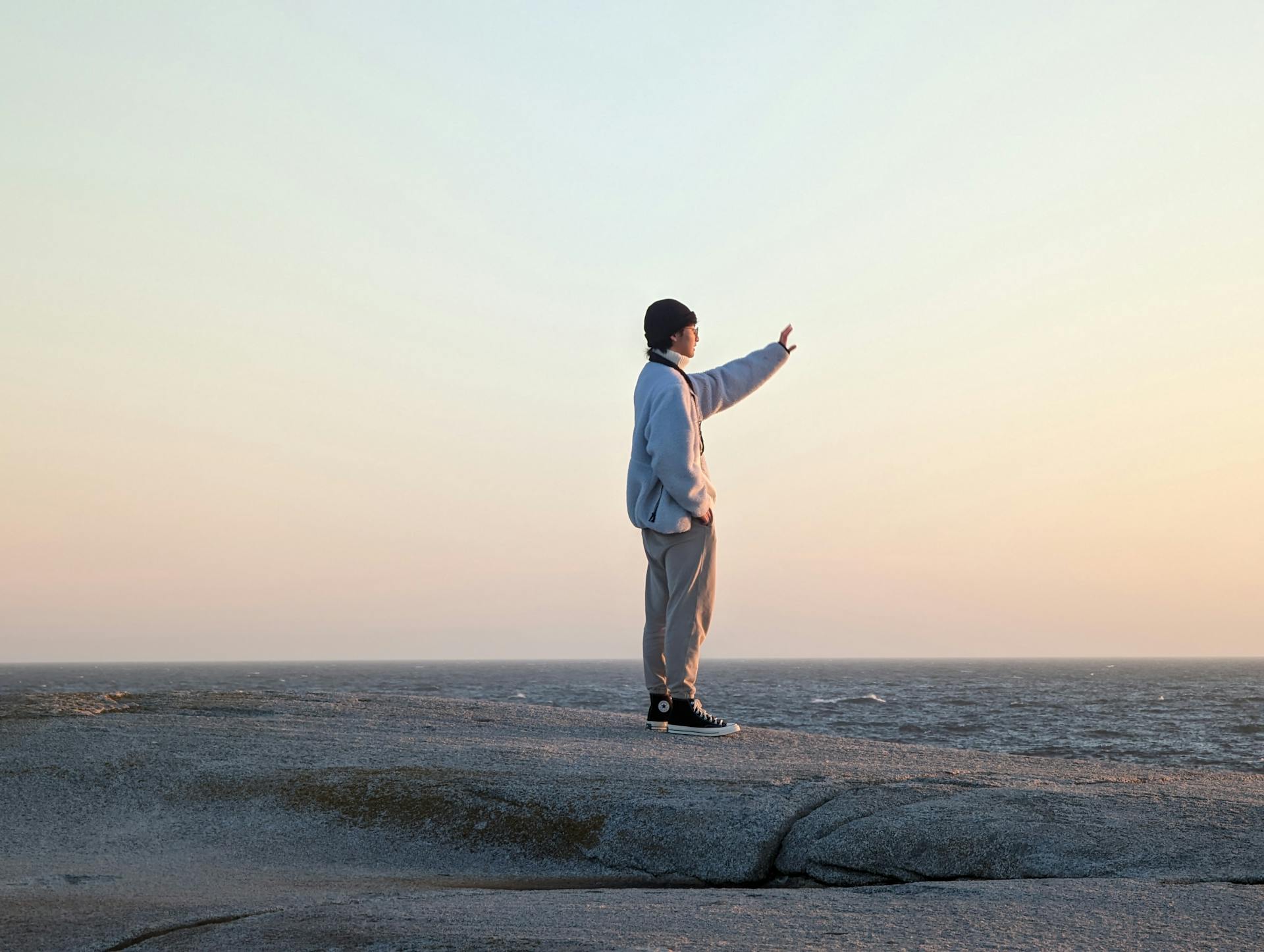 a person gazing into the sunset view