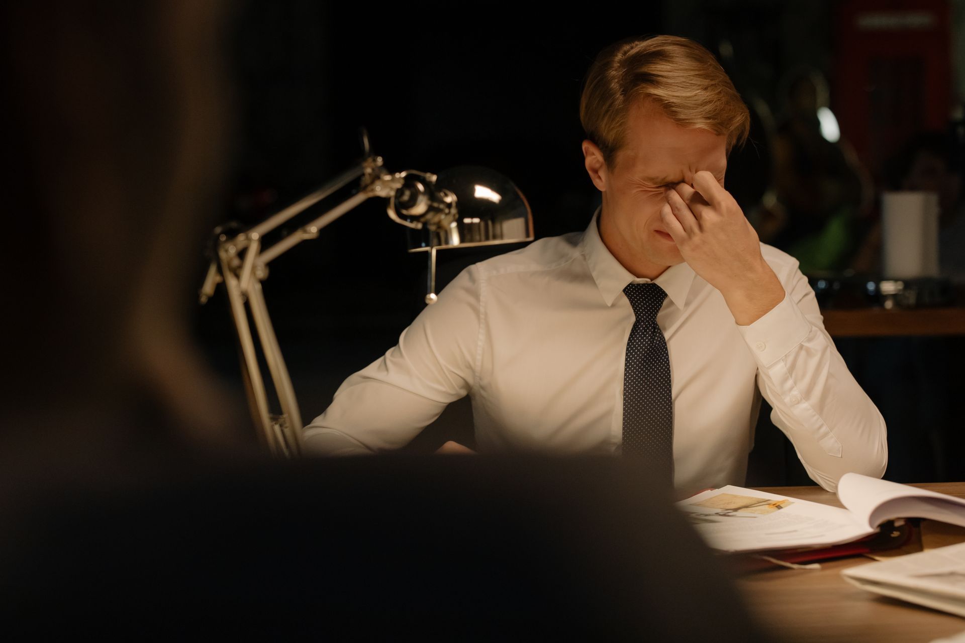 A stressed businessman