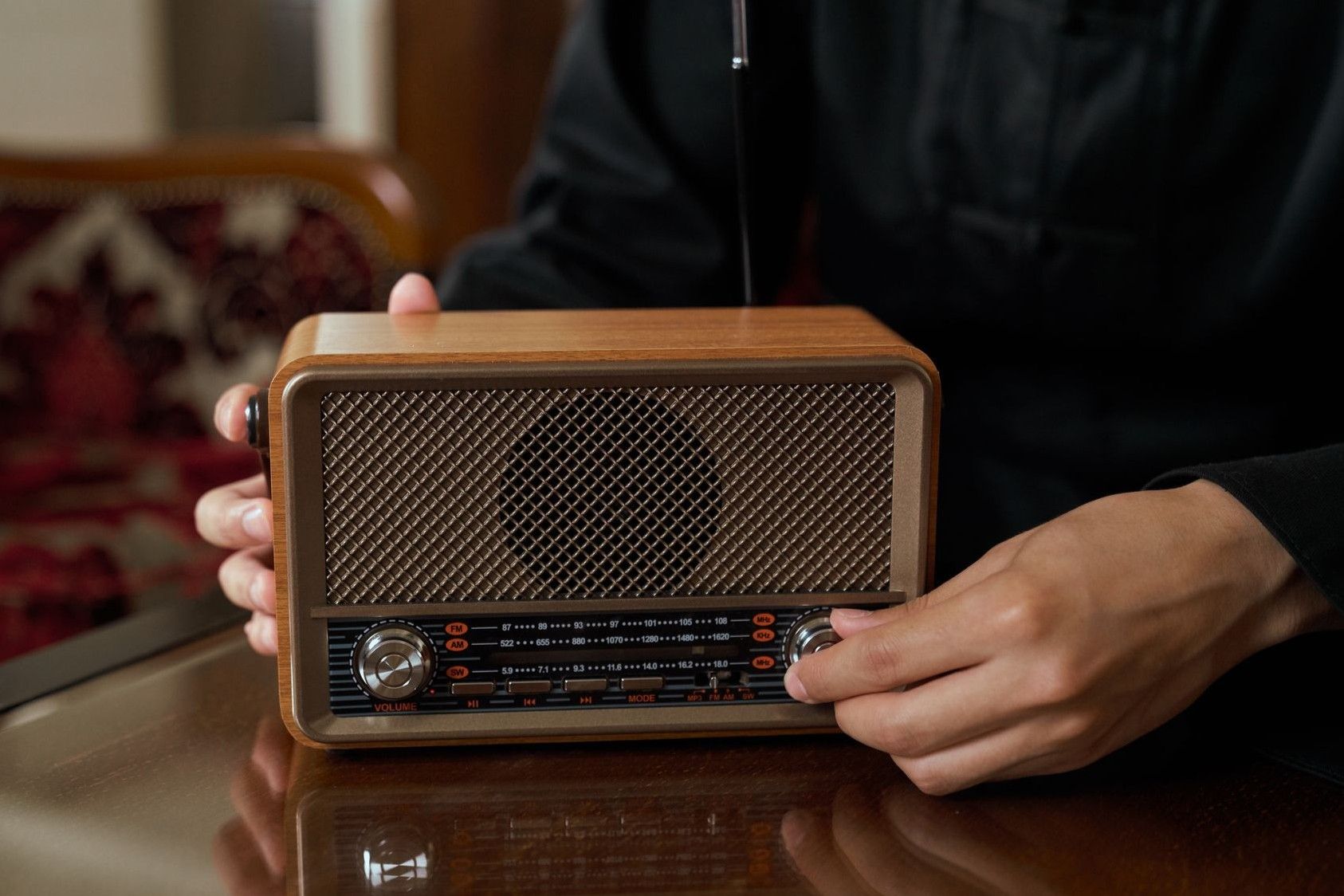 vintage wooden radio