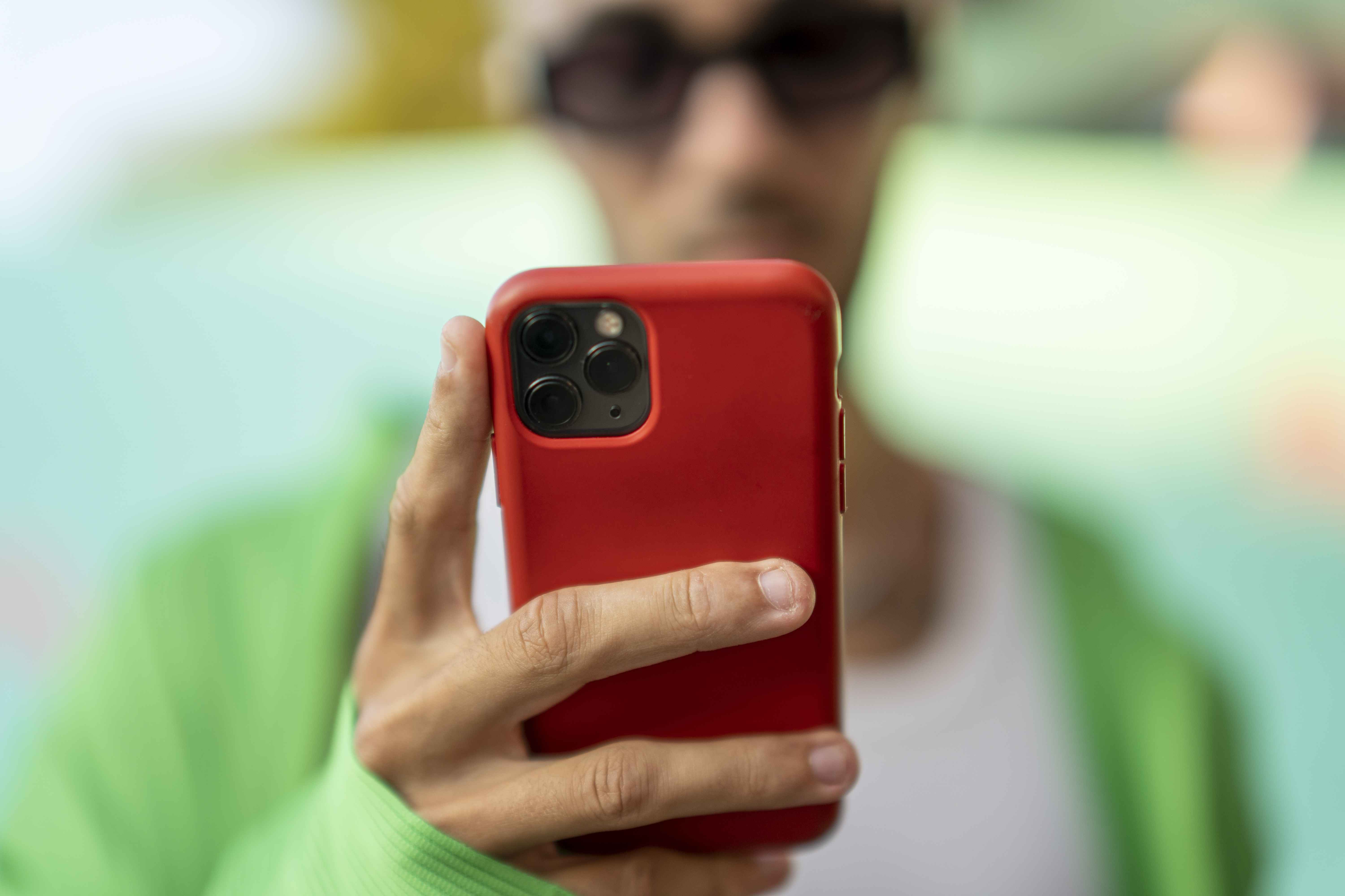 young man on his phone