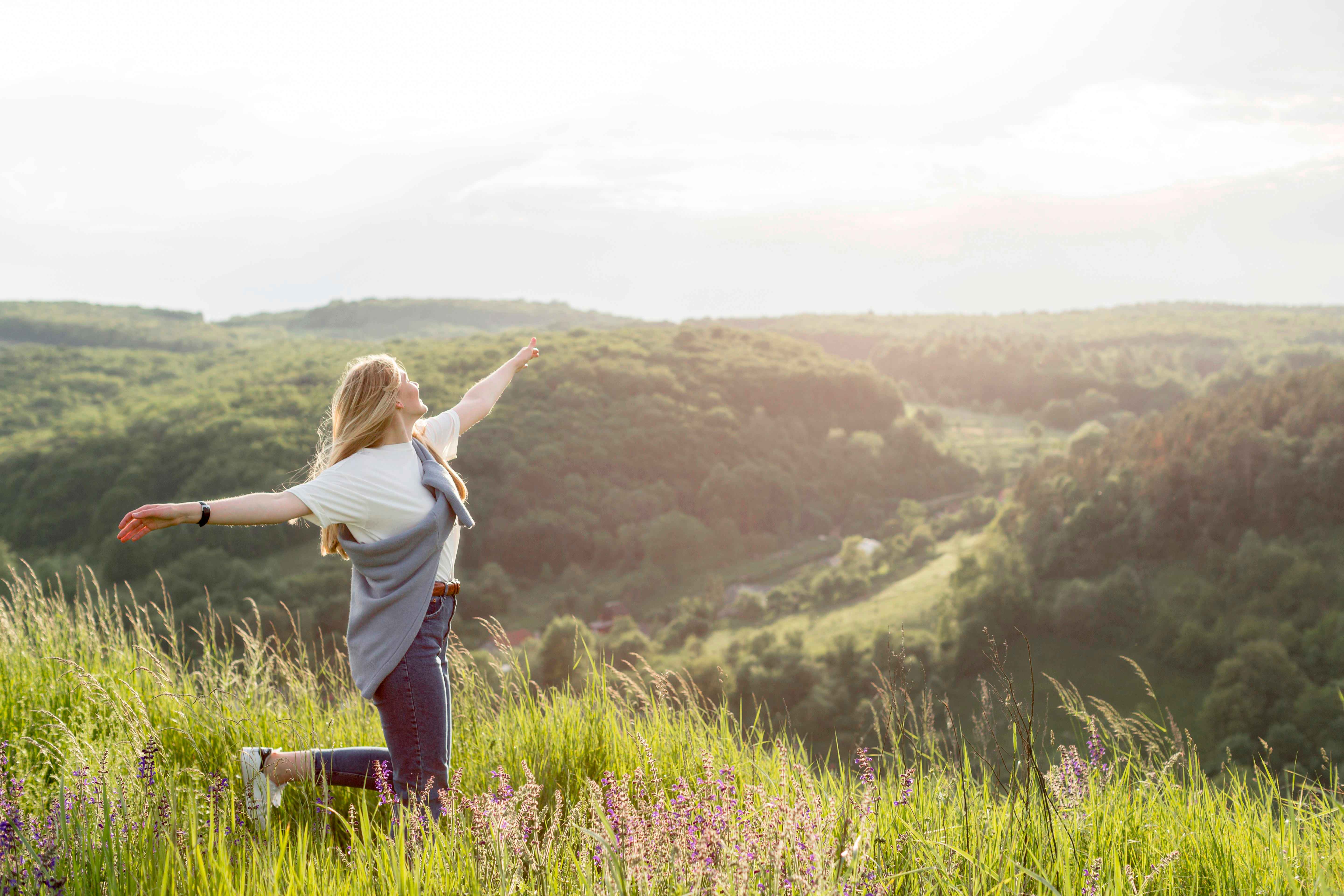 young woman enjoying nature