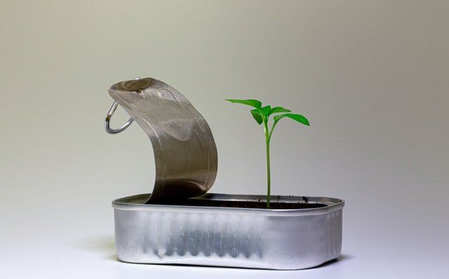 silver steel flower pot 